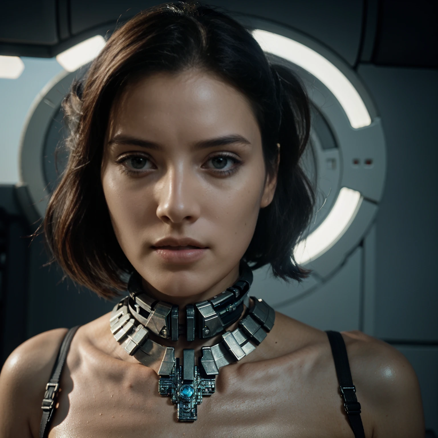 beautiful sci-fi fantasy movie still reminiscent of the retrofutiristic Star Wars and Wes Anderson style and Balenciaga cybernetic character emanating elegance, filigree, blue-orange-white, bathed in rim and ambient light to accentuate expression, cinematic light scheme, digital painting, ambient occlusion, chromatic aberration, soft focus, cinematic grading, VHS grain texture, retro