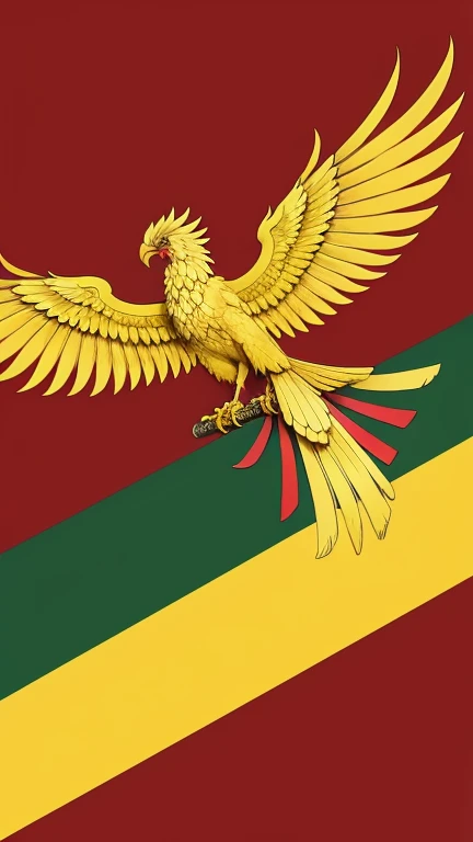Create a flag with red colors, green and yellow put together a phoenix and with the name of the campito team in a team to win T5 - packing