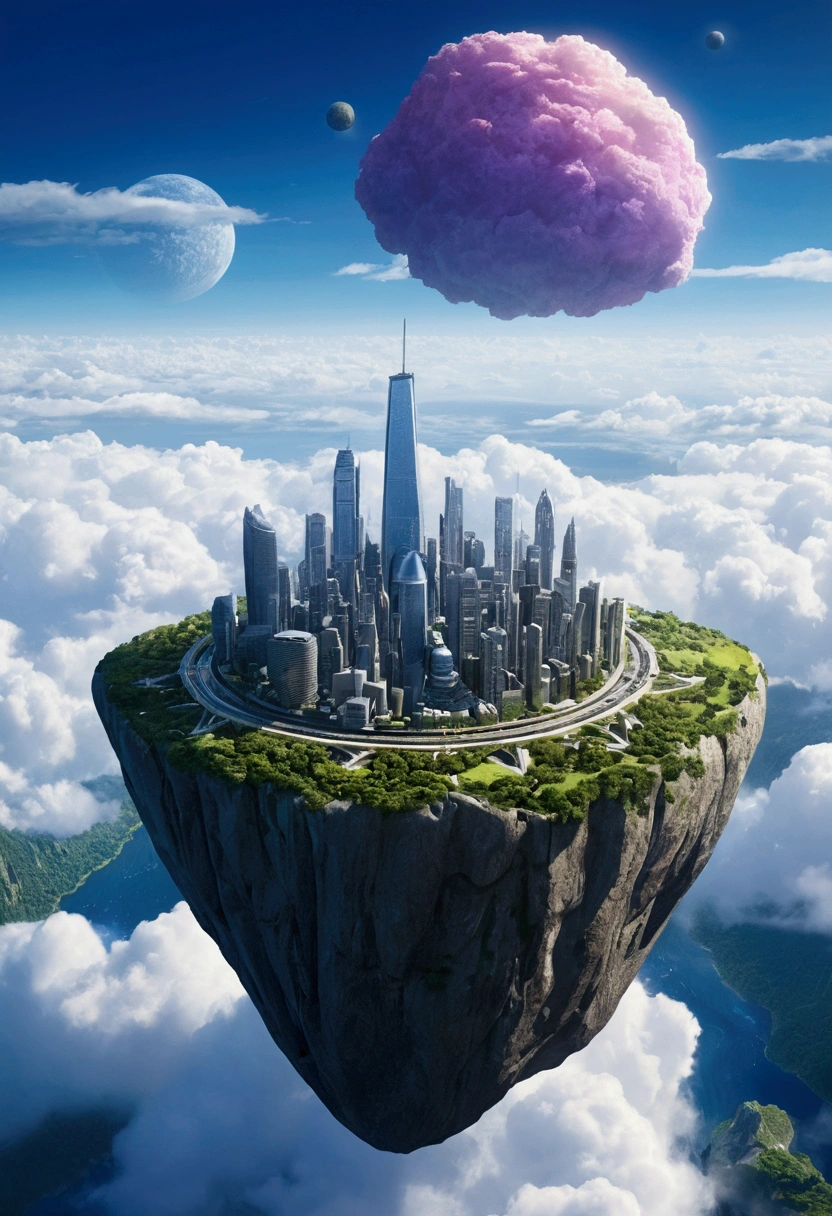 dynamic viewing angle,(levitating:1.5),(A futuristic city floating on a huge rock in space:1.3),mirai,(Thick clouds under rocks:1.4),in style of hayao miyazaki,Rejoice,Perfect quality,Clear focus(Clutter - home:0.8), (tmasterpiece:1.2), (realisticlying:1.2) ,(Bokeh:0.5), (best qualtiy), (detailedskin:1.3) ,(complexdetails), (8K), (detailedeyes) ,(Sharp focus),,(having fun),(Award-winning digital artwork:1.3) af (sketching:1.3),(with dynamism:1.3),studiolight,Theme
