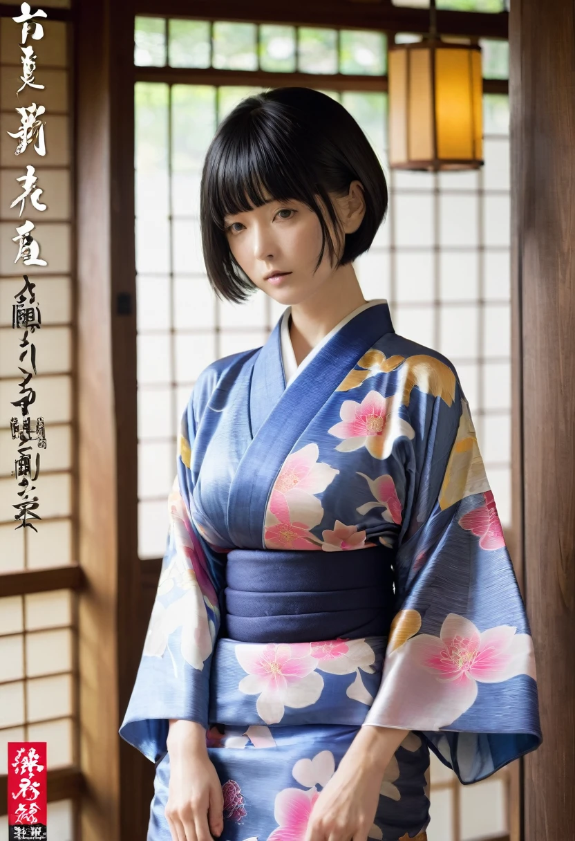 Japan now、temple、clergyman、Disheveled, see-through kimono、Female Skinhead、Lewd、スキンヘッド