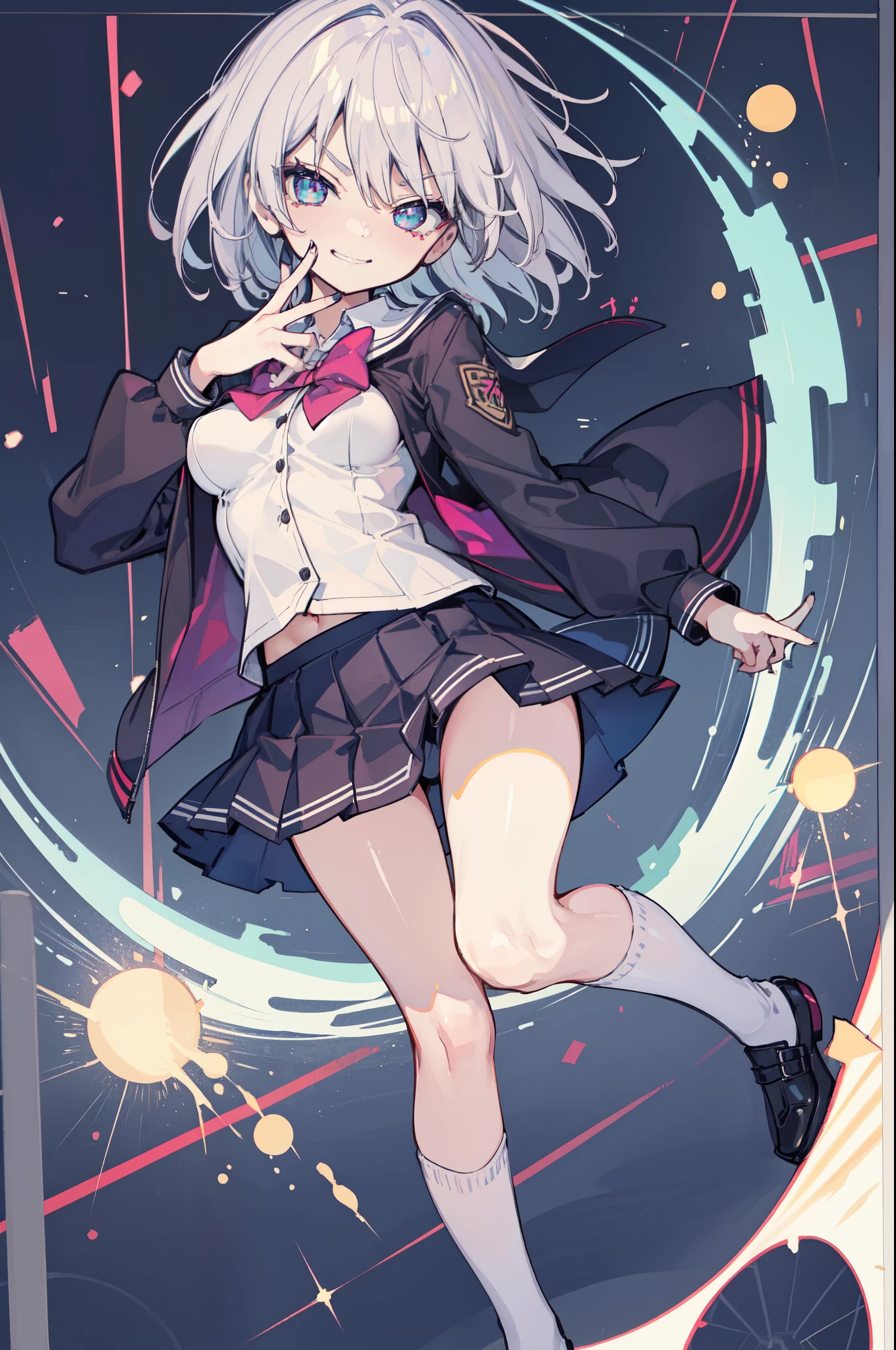 (hentai:1.1), (Ideal:1.1), (perfect:1.1), (flawless:1.1), (highest quality:1.2), (best quality:1.2), 1girl, (school uniform:1.05), cute, (very small height:1.4), (loli:1.4), (naughty smirk:1.2), lewd pose, detailed body, (big breasts:1.4), short hair, highly detailed eyes, highest quality eyes, 4K, highest quality resolution, best quality resolution, best quality upscale,