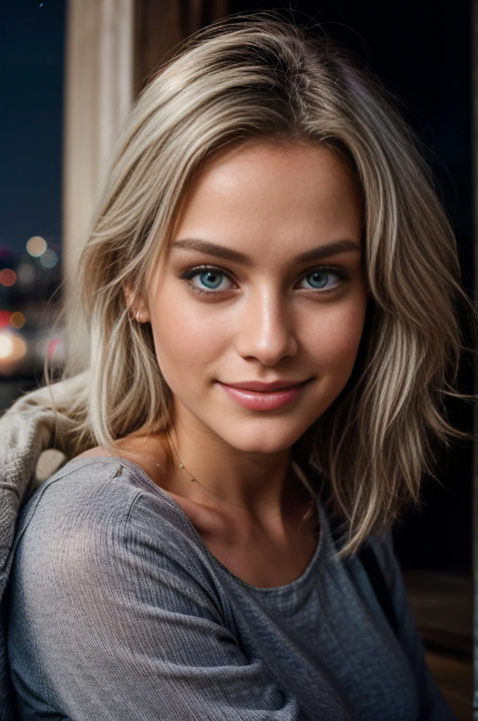cute beautiful white hair blonde wearing a red tight summer clothes (sitting on Los Angeles city at night ), big , winter, snow, very detailed, 21 years old, innocent face, natural wave hair, blue eyes, high-res, masterpiece, best quality, intricate details, highly detailed, sharp focus, detailed skin, realistic skin texture, texture, detailed eyes, professional, 4k, charmer smile, shot on Canon, 85mm,shallow depth of field, Kodak vision color, perfect fit body, extremely detailed, photo_\(ultra\), photorealistic, realistic, post-processing, max detail, roughness, real life, ultra realistic, photorealism, photography, 8k uhd, photography (film grain) medium shot to close up shot happy smiling atmospheric dark lighting