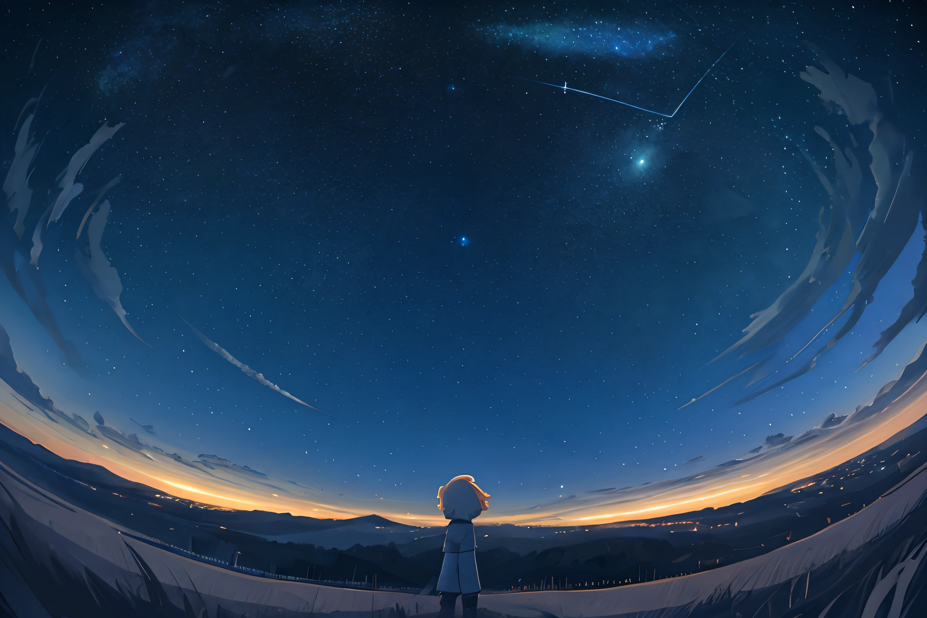 starry sky、plateau、sky sky:ground=4:1、Awesome view、fisheye、Amazing、about、