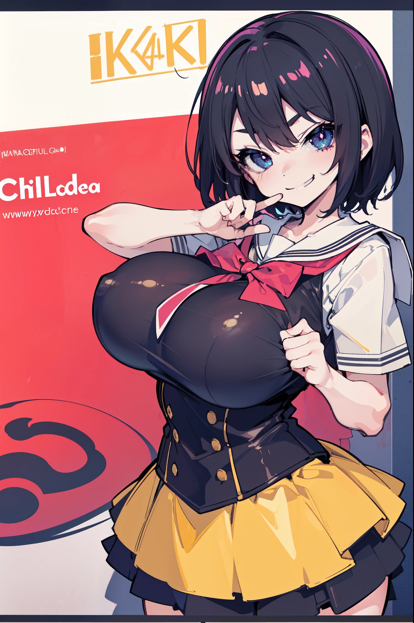 (hentai:1.1), (Ideal:1.1), (perfect:1.1), (flawless:1.1), (highest quality:1.2), (best quality:1.2), 1girl, kawaii, (school uniform:1.1), cute, (child:1.3), (:1.4), (naughty smirk:1.2), lewd pose, detailed body, (big breasts, huge breasts:1.4), short hair, highly detailed eyes, highest quality eyes, 4K, highest quality resolution, best quality resolution, best quality upscale,