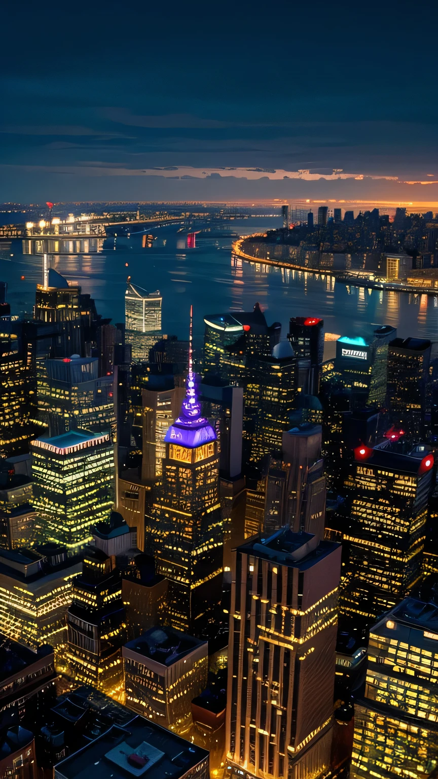 night,Buildings,Manhattan,Fantasy,High resolution,4K,star々
