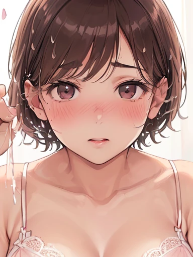 ((High resolution, Highest quality, super high quality, (((Highly detailed face)))、Brown hair short cut、(4A complete full-body portrait of a 40-year-old mother who loves saggy breasts、Housewife in lace lingerie, completely naked)、((blush、I love squirting dicks))、))