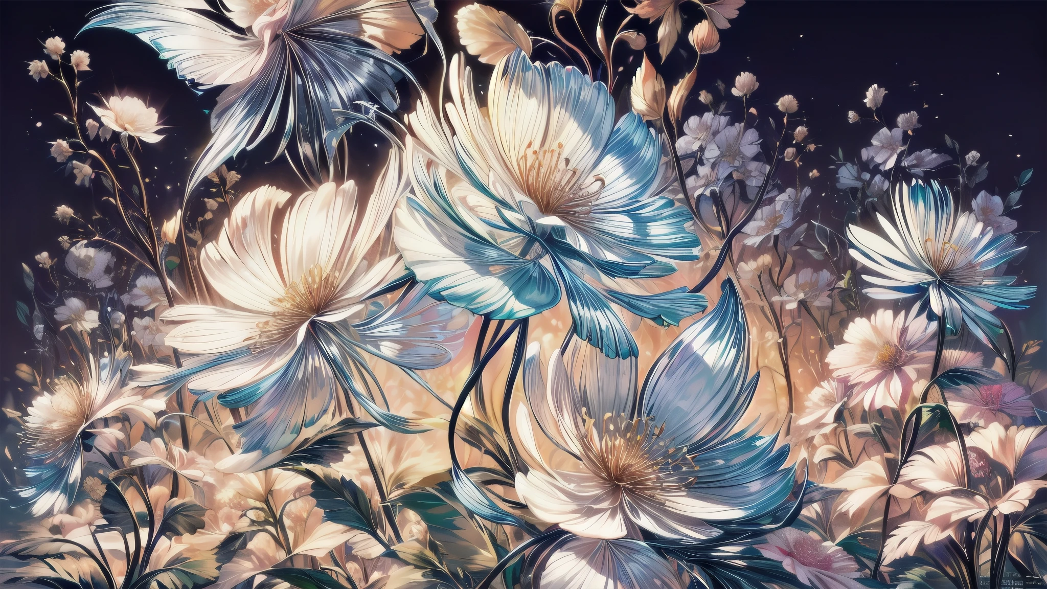 absurdities, high resolution, (official art, beautiful and aesthetic:1.2), (close view:1.2), Frontal composition,
1 girl, (by the wide:1.2), gray hair, wavy fur, smile,
(throughout the flower garden:1.6), (floral effects:1.2), (floral background:1.2), (background full of flowers:1.4), (Eye-catching background:1.1),