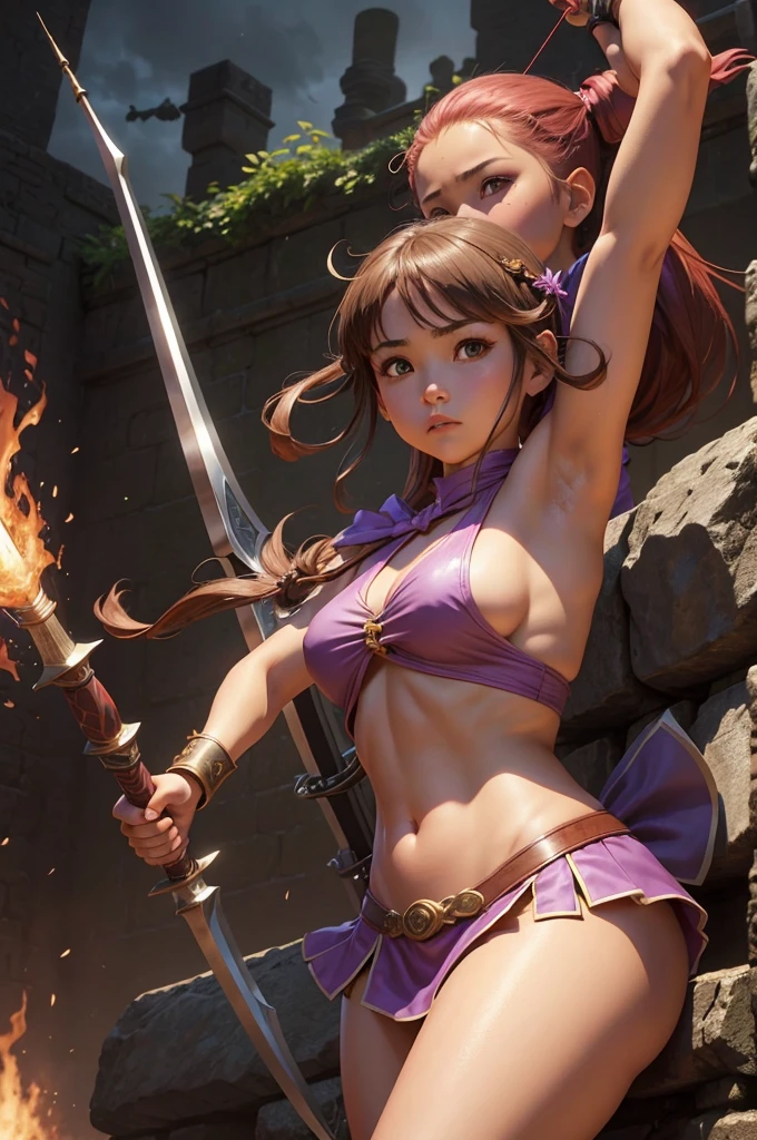 Archer、Fantasy、girl、mini skirt、hunter、Bow and Arrow、Huge Weapons、Battle Axe、Panties、Dragon Quest、Monk、Martial Artist、6 