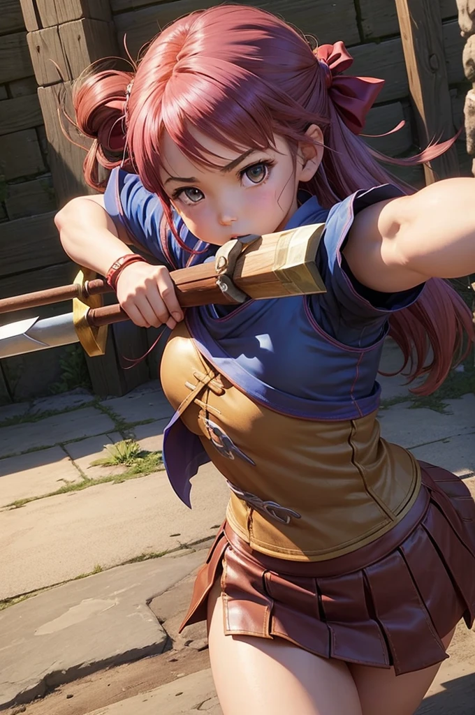 Archer、Fantasy、girl、mini skirt、hunter、Bow and Arrow、Huge Weapons、Battle Axe、Panties、Dragon Quest、Monk、Martial Artist、6 years old