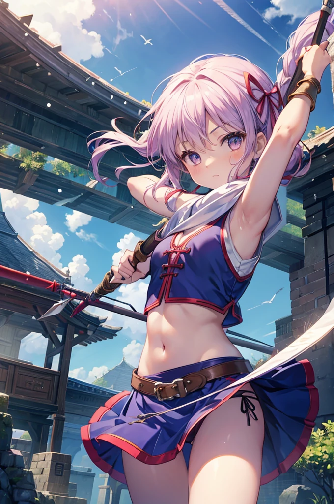 Archer、Fantasy、girl、mini skirt、hunter、Bow and Arrow、Huge Weapons、Battle Axe、Panties、Dragon Quest、Monk、Martial Artist、6 years old