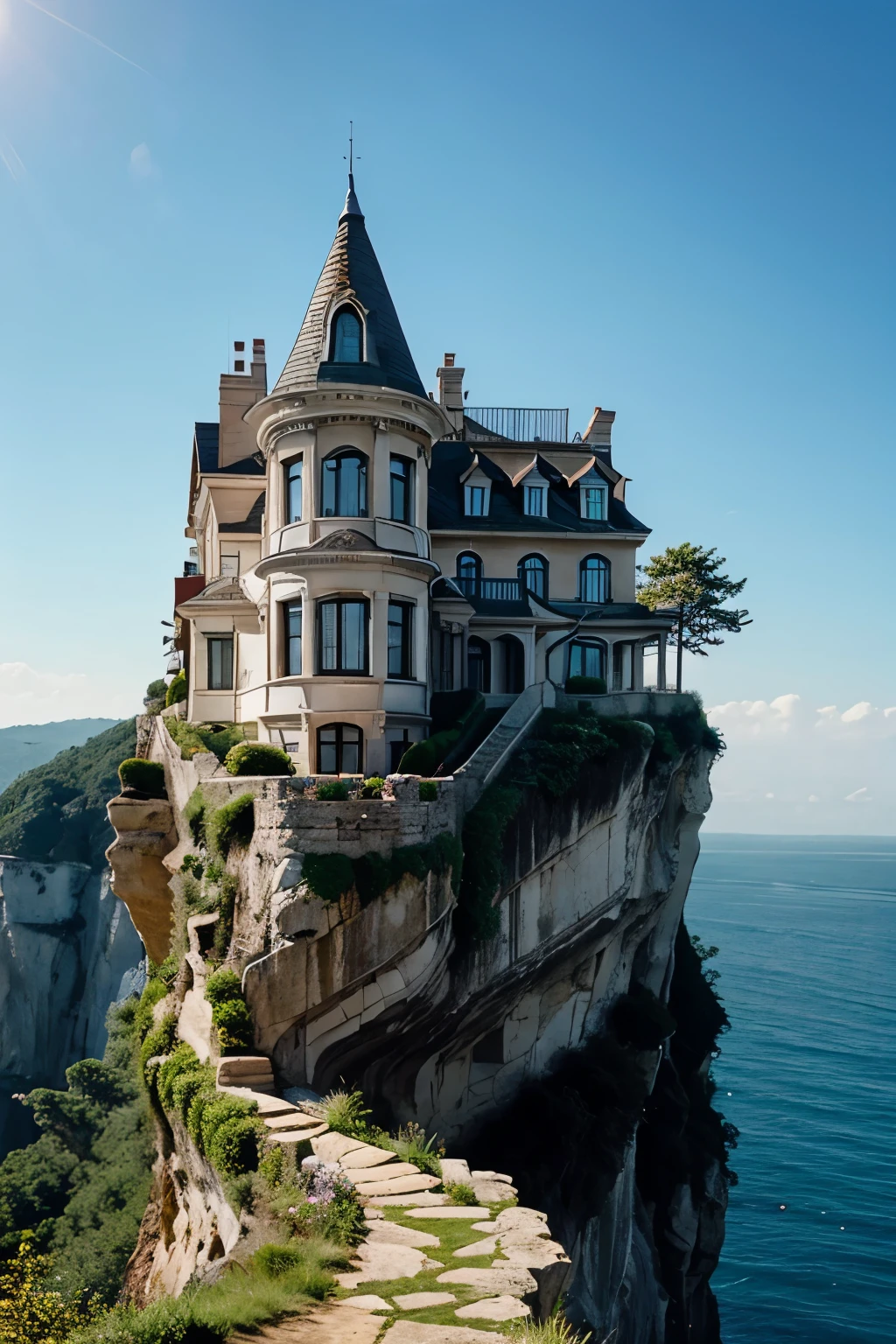 dream mansion on a cliff