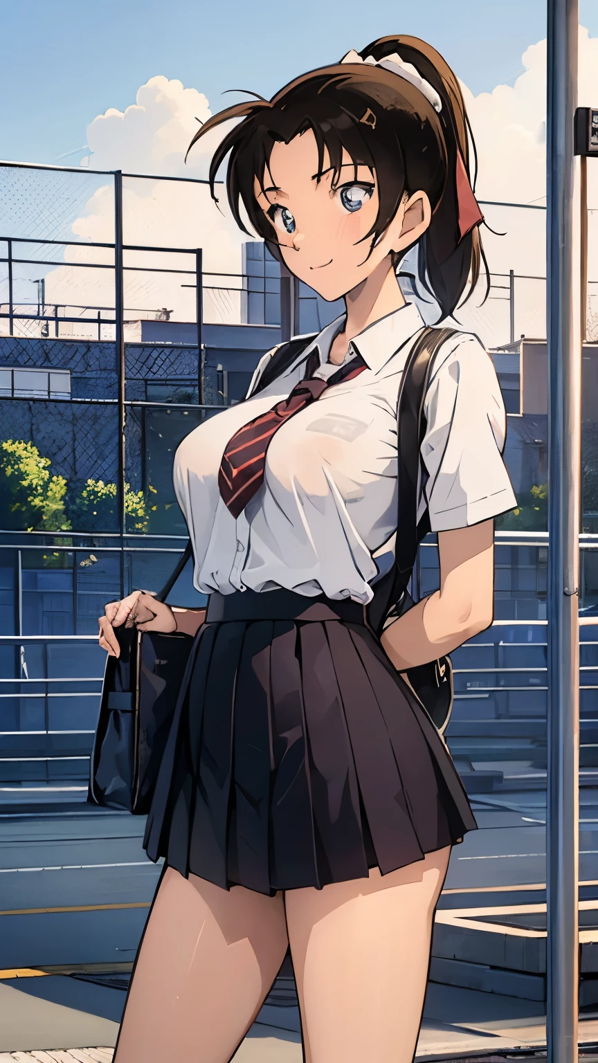 (2 girls, Same height :1.2) , high school girl,、Japanese Girls ,  (smile:0.7), Walking next to each other ,  (School Playground), Sexy Uniform,Sweaty body、Wet Hair、think,  Underarm, Big Breasts,Realistic nipples, Realistic butt crack, にやにやのsmile, Very short hair , (High color saturation:1.0),  (Very detailed肌), (Highest quality:1.0), (Ultra-high resolution:1.0) ,(Realistic:1.0), (Very detailed:1.0), (8k, RAW Photos:1.1)、((Shaved pubic hair))、school bag