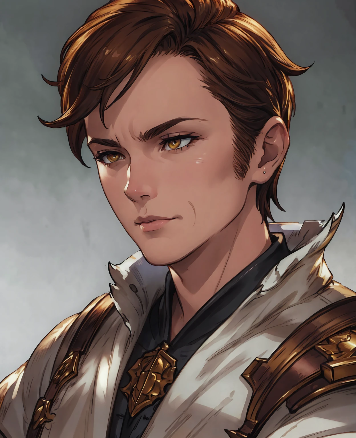 a man, middle-aged duke with brown hair and yellow eyes, highly detailed, realistic portrait, 8k, ultra-detailed, (best quality,4k,8k,highres,masterpiece:1.2),ultra-detailed,(realistic,photorealistic,photo-realistic:1.37),sharp focus,physically-based rendering,extreme detail description,professional,vivid colors,dramatic lighting,chiaroscuro,renaissance style