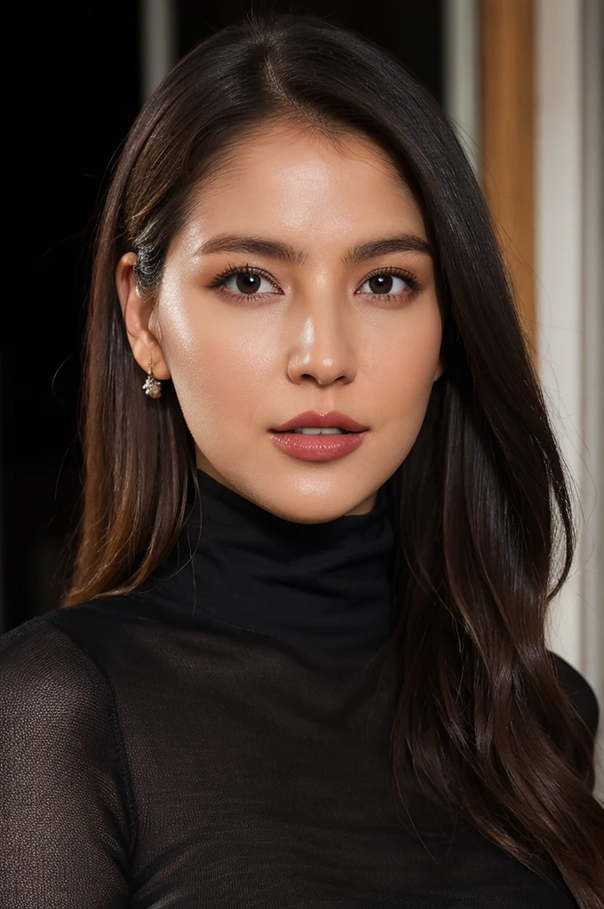 1girl,(black turtleneck evening gown:1.3),sexy pose,best quality,masterpiece,illustration,an extremely delicate and beautiful,CG,unity,8k wallpaper,Amazing,finely detail,masterpiece,official art,extremely detailed CG unity 8k wallpaper,incredibly absurdres,huge filesize,ultra-detailed,highres,extremely detailed,beautiful detailed girl,realistic,full frontal,