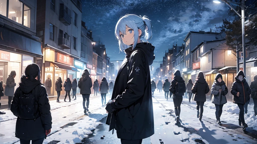 Main Scene: The protagonist should be prominent in the front, perhaps with a determined or curious expression.
People in the Background: Several people in the background, in the background, to convey the idea of a busy city.
Ice City: Make sure the surrounding city is clearly covered in ice, perhaps with buildings, trees, or urban features covered in snow and ice.
Colors and Contrast: Use cool colors like blue and white to give the feeling of cold and ice. Contrast the protagonist in some way to make him stand out from the background.
Size and Composition: Ensure that the protagonist is the largest element in the thumbnail and is positioned centrally or in a way that draws attention.