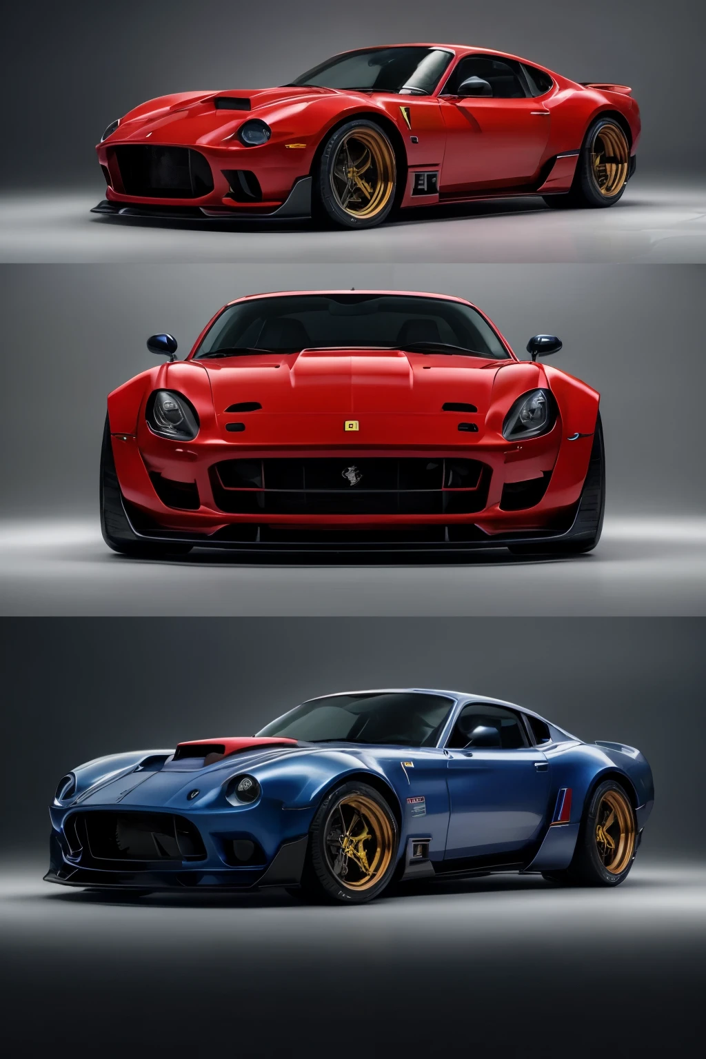 A masterpiece in automotive design, this fusion of Ferrari Dino and Shelby Cobra is a testament to the harmonious blend of Italian elegance and American power. With a sleek Dino-inspired front end, complete with the iconic Kamm tail, the vehicle transitions seamlessly into the muscular Shelby Cobra midsection. The body is painted in a vibrant Rosso Corsa red, complementing the classic Cobra side scoops and bold halogen headlights. The chassis is a perfect balance of lightweight aluminum and sturdy steel, ensuring optimal performance and handling. The engine, a powerful V8, roars to life as it purrs along the