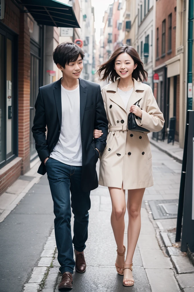 make an image of a couple walking with their