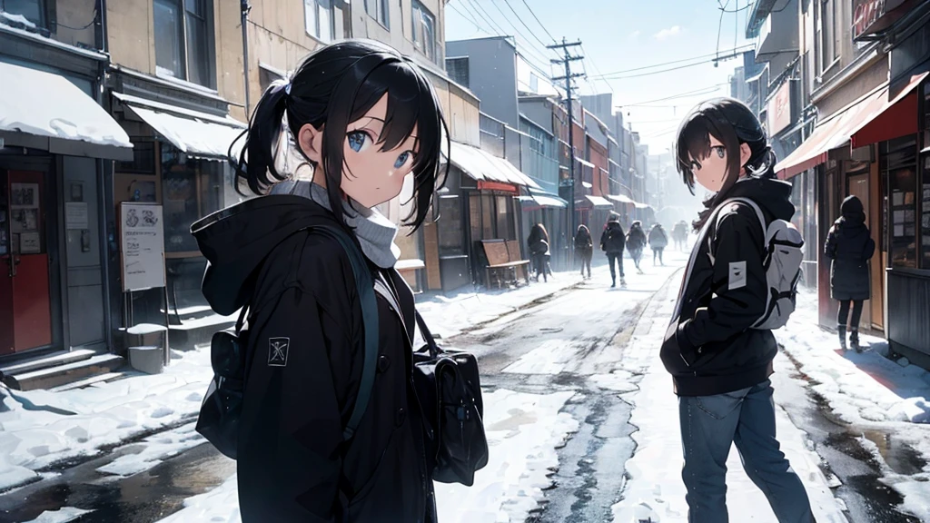 Main Scene: The protagonist should be prominent in the front, perhaps with a determined or curious expression.
People in the Background: Several people in the background, in the background, to convey the idea of a busy city.
Ice City: Make sure the surrounding city is clearly covered in ice, perhaps with buildings, trees, or urban features covered in snow and ice.
Colors and Contrast: Use cool colors like blue and white to give the feeling of cold and ice. Contrast the protagonist in some way to make him stand out from the background.
Size and Composition: Ensure that the protagonist is the largest element in the thumbnail and is positioned centrally or in a way that draws attention.