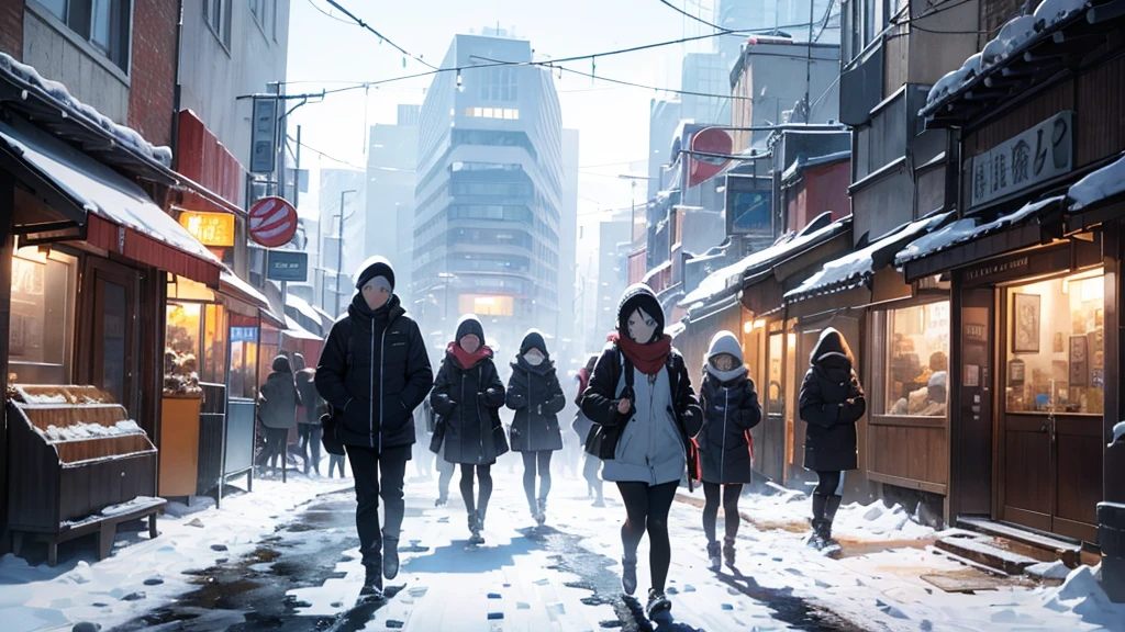 Main Scene: The protagonist should be prominent in the front, perhaps with a determined or curious expression.
People in the Background: Several people in the background, in the background, to convey the idea of a busy city.
Ice City: Make sure the surrounding city is clearly covered in ice, perhaps with buildings, trees, or urban features covered in snow and ice.
Colors and Contrast: Use cool colors like blue and white to give the feeling of cold and ice. Contrast the protagonist in some way to make him stand out from the background.
Size and Composition: Ensure that the protagonist is the largest element in the thumbnail and is positioned centrally or in a way that draws attention.