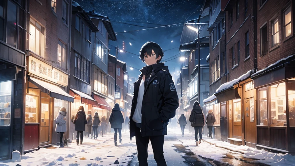 Main Scene: The protagonist should be prominent in the front, perhaps with a determined or curious expression.
People in the Background: Several people in the background, in the background, to convey the idea of a busy city.
Ice City: Make sure the surrounding city is clearly covered in ice, perhaps with buildings, trees, or urban features covered in snow and ice.
Colors and Contrast: Use cool colors like blue and white to give the feeling of cold and ice. Contrast the protagonist in some way to make him stand out from the background.
Size and Composition: Ensure that the protagonist is the largest element in the thumbnail and is positioned centrally or in a way that draws attention.
