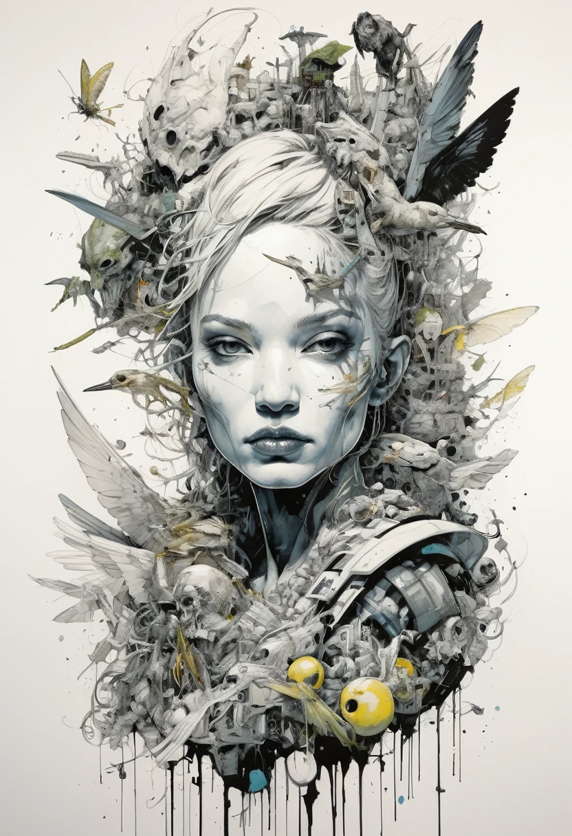 Poster,Jim Mahfood,ellen jewett, Very detailed, High Contrast,masterpiece, White Background