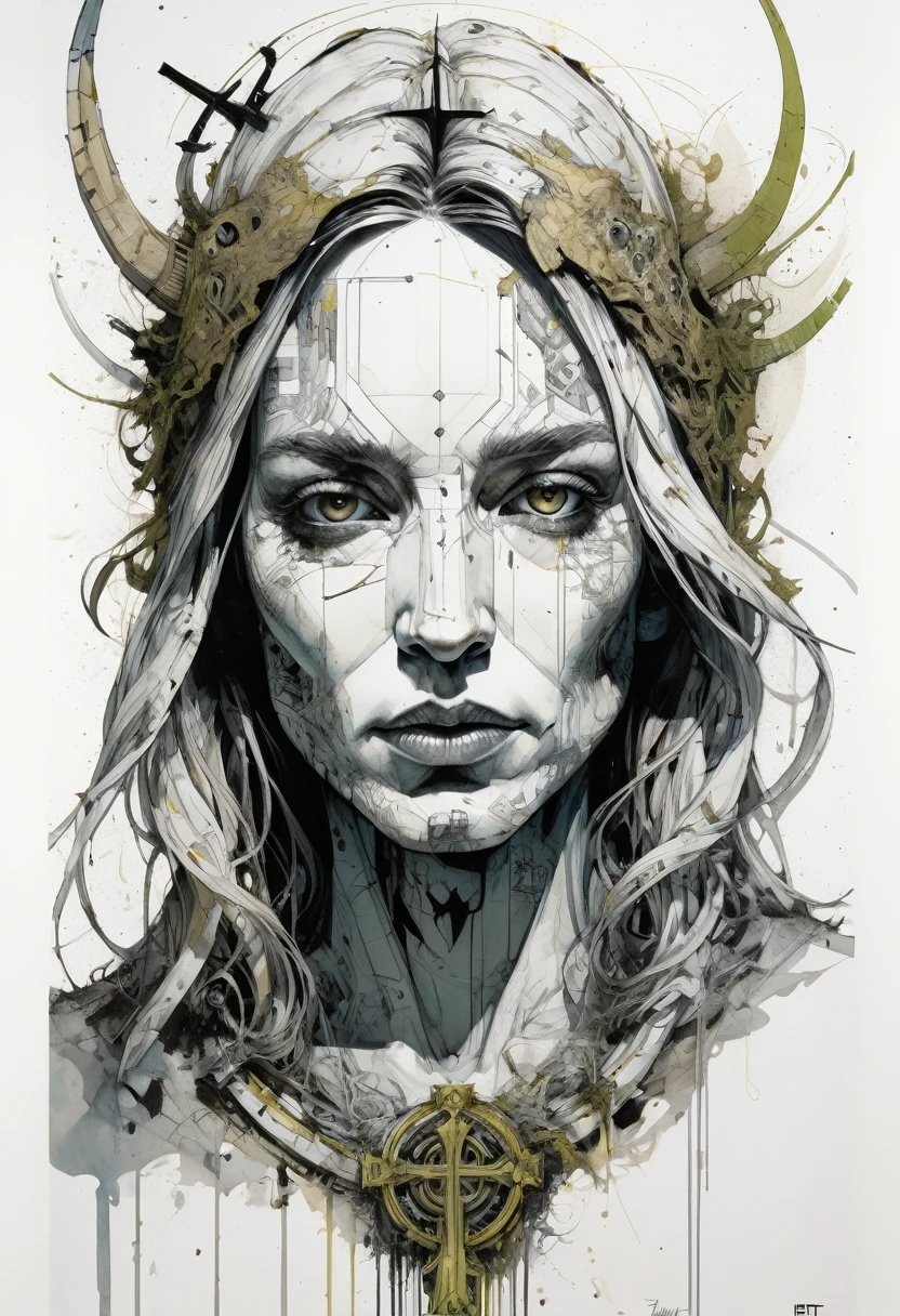 Poster,Jim Mahfood,ellen jewett, Very detailed, High Contrast,masterpiece, White Background ,The Face of Christ