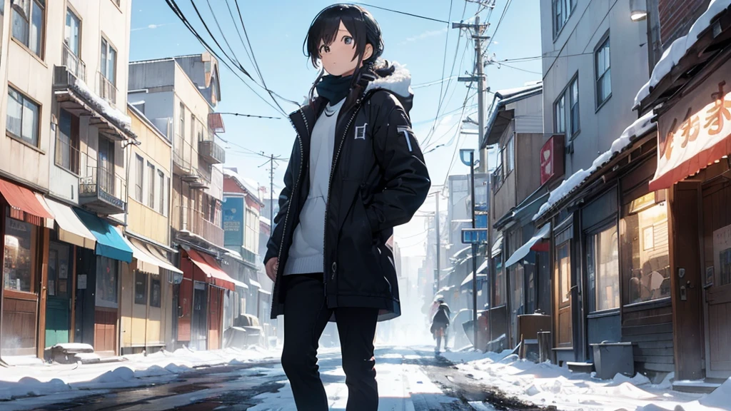 Main Scene: The protagonist should be prominent in the front, perhaps with a determined or curious expression.
People in the Background: Several people in the background, in the background, to convey the idea of a busy city.
Ice City: Make sure the surrounding city is clearly covered in ice, perhaps with buildings, trees, or urban features covered in snow and ice.
Colors and Contrast: Use cool colors like blue and white to give the feeling of cold and ice. Contrast the protagonist in some way to make him stand out from the background.
Size and Composition: Ensure that the protagonist is the largest element in the thumbnail and is positioned centrally or in a way that draws attention.