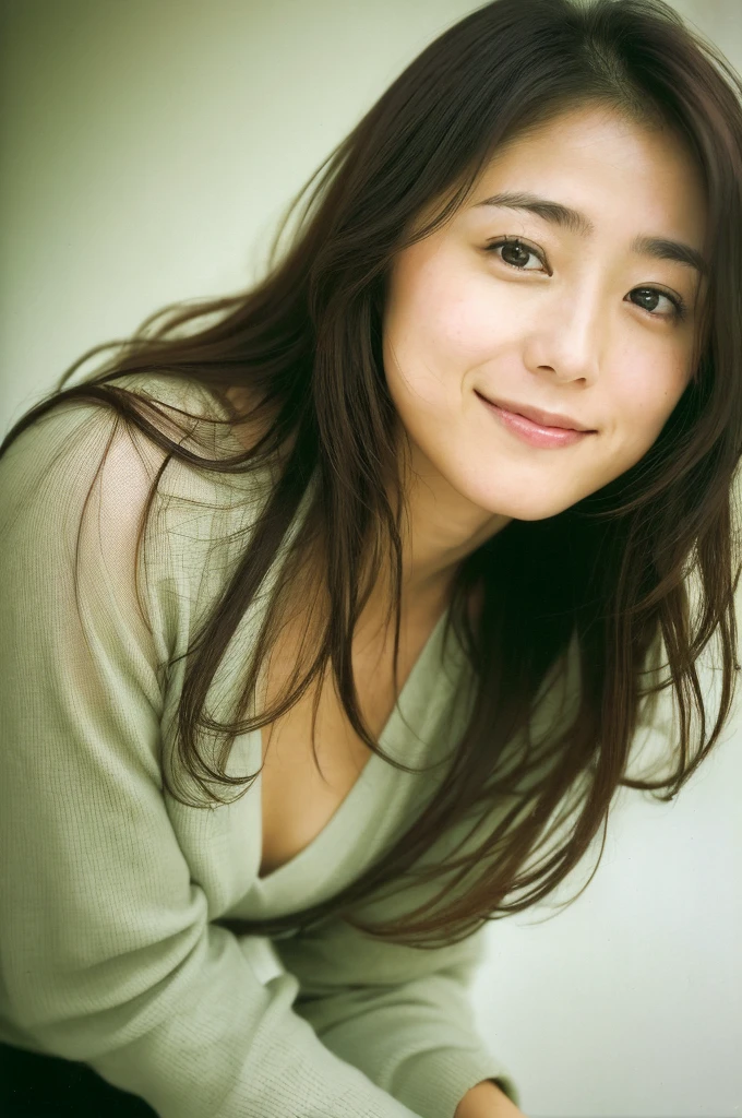 (((One girl,alone))),(Highly realistic photos, High resolution, Detailed face, Beautiful Eyes) Japanese women, 30 years old, Cute Face, Nice body, Medium chest, ,Hairstyle,  Take a photo book,Healthy Body,Thighs、turn over、Depth of written boundary,panties、Narrow eyes,Light Smile、Satomi Ishikawa