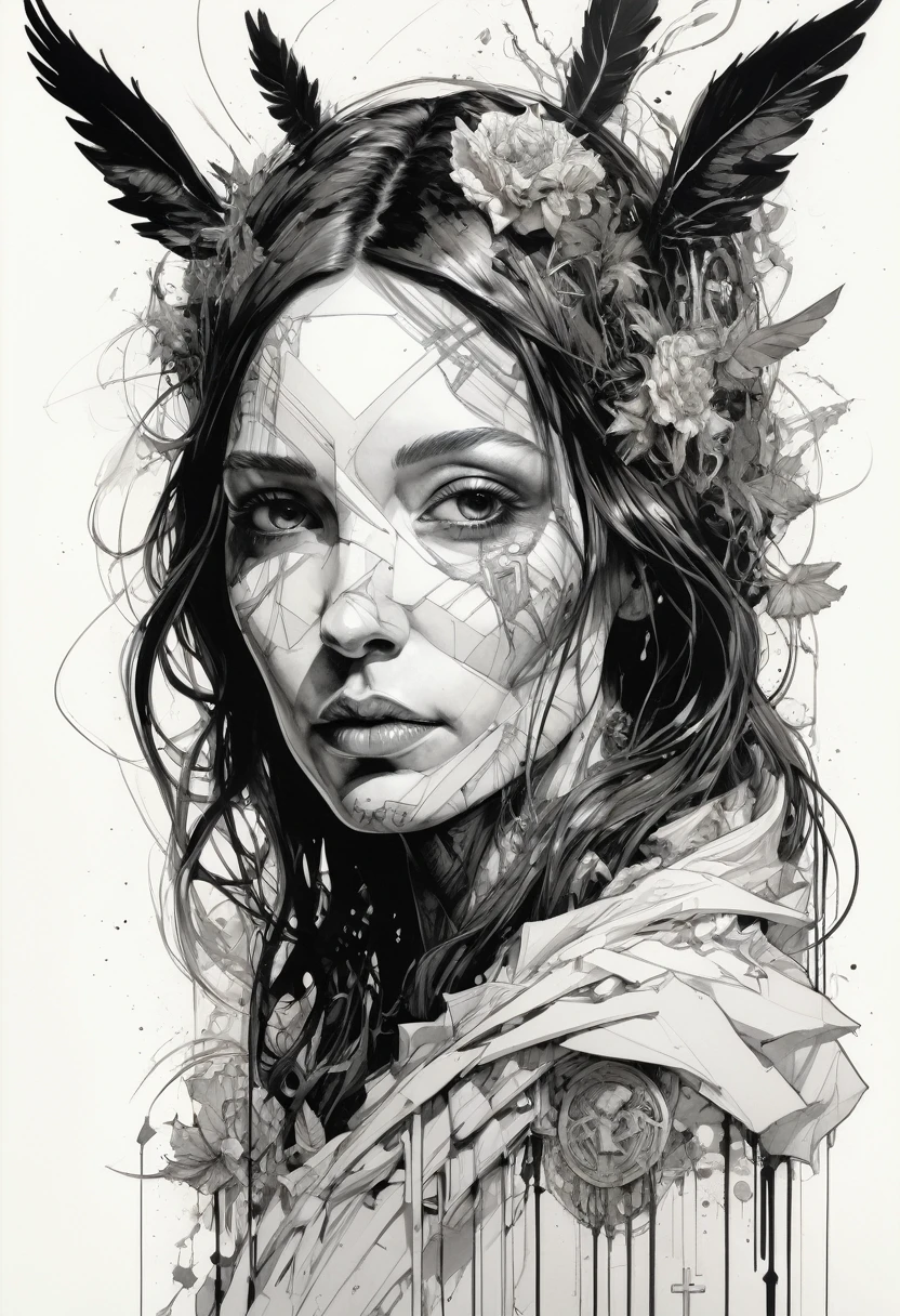 Poster,Jim Mahfood,ellen jewett, Very detailed, High Contrast,masterpiece, White Background ,Christ