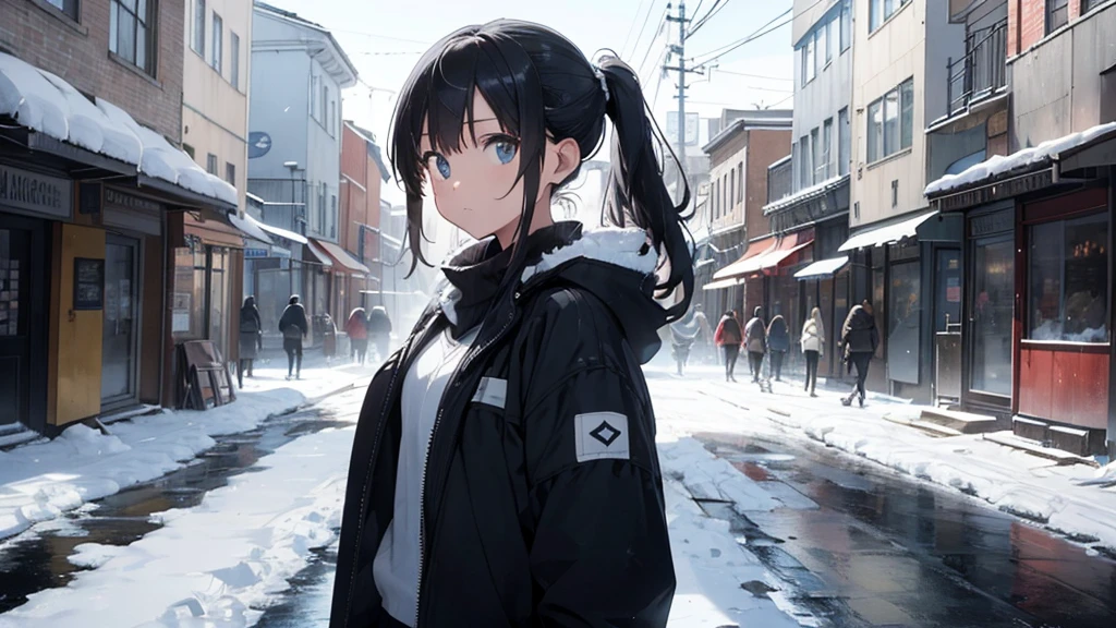 Main Scene: The protagonist should be prominent in the front, perhaps with a determined or curious expression.
People in the Background: Several people in the background, in the background, to convey the idea of a busy city.
Ice City: Make sure the surrounding city is clearly covered in ice, perhaps with buildings, trees, or urban features covered in snow and ice.
Colors and Contrast: Use cool colors like blue and white to give the feeling of cold and ice. Contrast the protagonist in some way to make him stand out from the background.
Size and Composition: Ensure that the protagonist is the largest element in the thumbnail and is positioned centrally or in a way that draws attention.