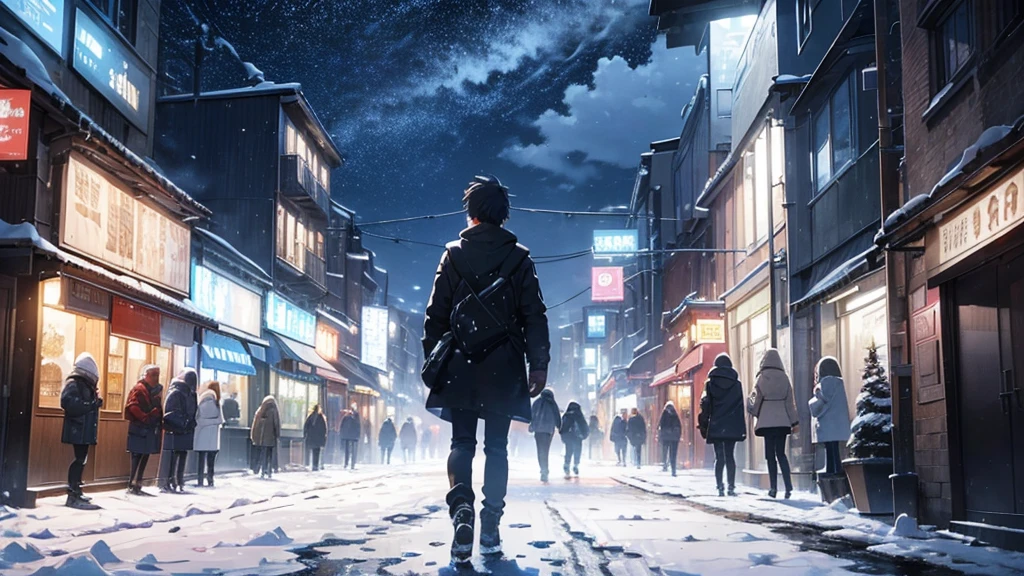 Main Scene: The protagonist should be prominent in the front, perhaps with a determined or curious expression.
People in the Background: Several people in the background, in the background, to convey the idea of a busy city.
Ice City: Make sure the surrounding city is clearly covered in ice, perhaps with buildings, trees, or urban features covered in snow and ice.
Colors and Contrast: Use cool colors like blue and white to give the feeling of cold and ice. Contrast the protagonist in some way to make him stand out from the background.
Size and Composition: Ensure that the protagonist is the largest element in the thumbnail and is positioned centrally or in a way that draws attention.