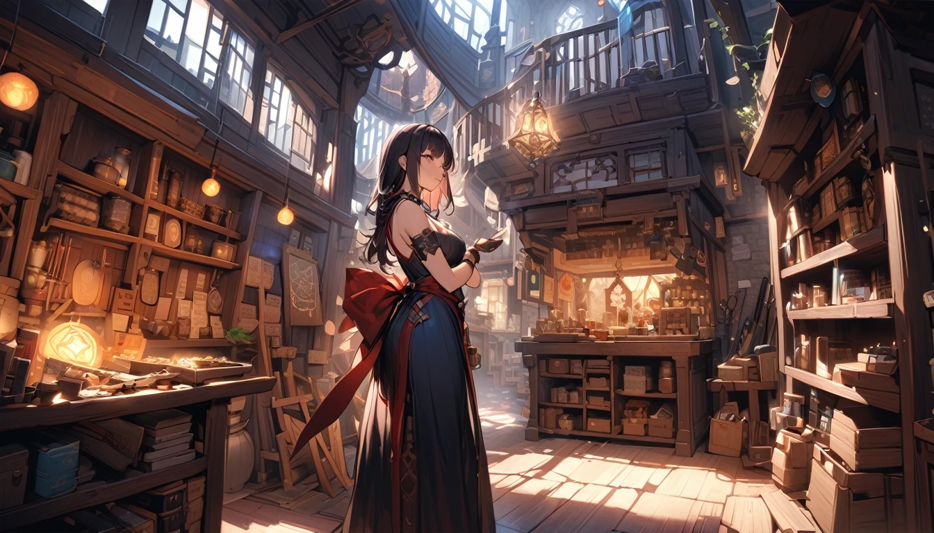magic,Tool Shop,magicの液体が入った大きなフラスコ,magic研究所,Fantasy,Highest quality,masterpiece