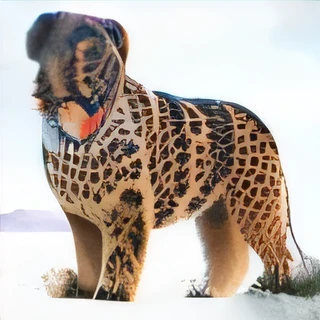 a Labrador retriever with a leopard-print coat, photorealistic, high detailed, intricate patterns, beautiful fur, intense gaze, natural lighting, depth of field, ultra-detailed, 8k, (best quality:1.2), (extremely detailed:1.4), masterpiece, realistic, highly detailed, 1 dog, dog, animal, pet, nature, wildlife, outdoors