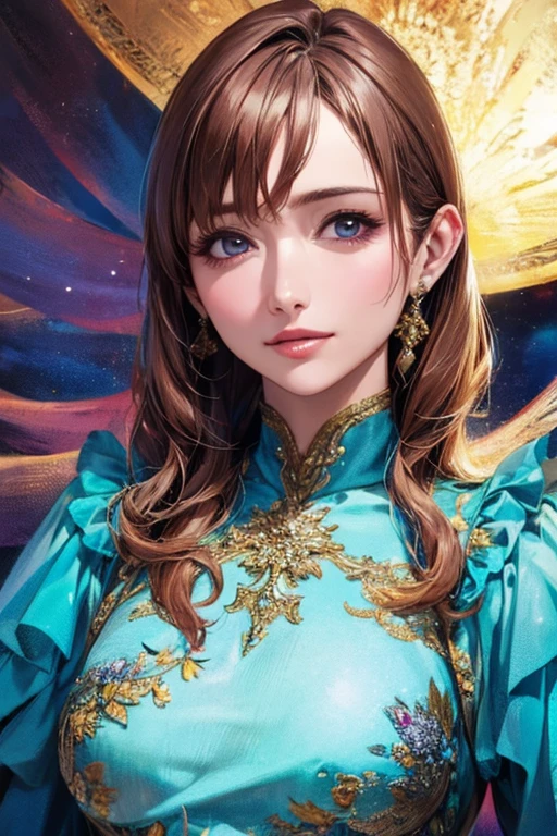 ((Highest quality)),(超High resolution),(Very detailed),(Detailed Description),((The best CG)),(masterpiece),Ultra-detailed art、(Highest quality、8k、32K、masterpiece)、(Realistic)、(Realistic:1.2)、(High resolution)、Very detailed、Very beautiful face and eyes、1 female、((:1.3))、Tight waist、Delicate body、(Highest quality、Attention to detail、Rich skin detail)、(Highest quality、8k、Oil paints:1.2)、Very detailed、(Realistic、Realistic:1.37)、Bright colors