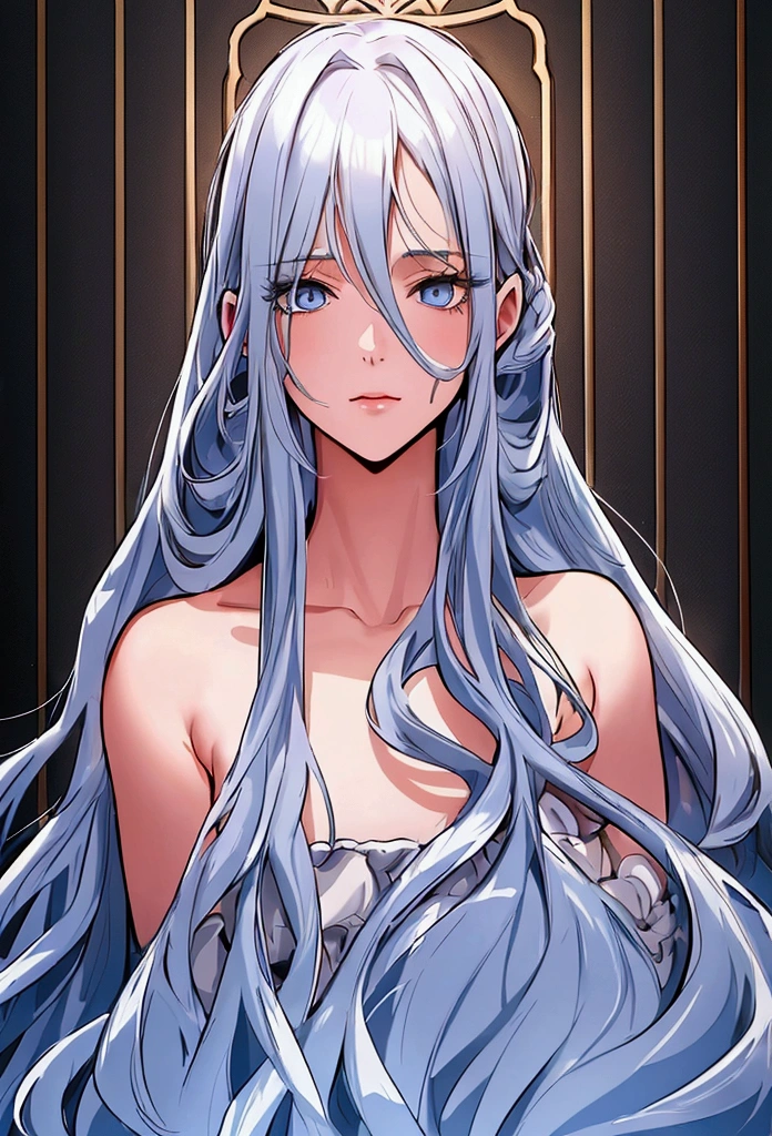 CRU, beautfull woman, (incredibly long hair, White hair, Wavy hair, blue colored eyes), in a theater on stage, playing piano, long yellow dress, rosto gentil, adult face, mature face, 25 year old female (whole body:1.3), (work of art) (perfect proportion)(photo realist)(best qualityer) (detailded) (8k) (HDR) (wall-paper) (cinematic lighting) (sharp focus) (intrikate)
