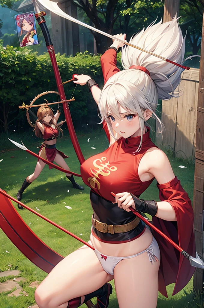 Archer、Fantasy、girl、hunter、Bow and Arrow、Huge Weapons、Battle Axe、Panties、Dragon Quest、Monk、Martial Artist、、kick、nsfw、Sex