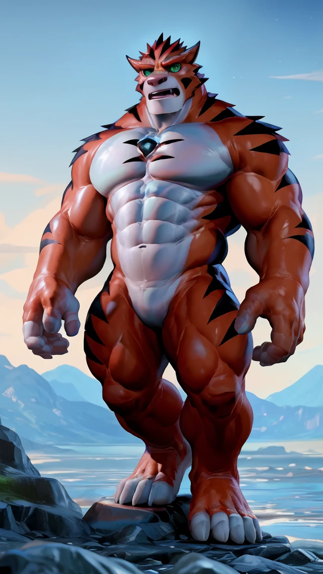 best quality,1boy,solo,muscular male,hi res,8k hd,looking at viewer,arms_raised,(by cartoon-network,by takahirosi,by null-ghost,by pino daeni:1.5),masterpiece,best quality,(rath_(ben_10),orange skins):0.9,solo,hi res,8k hd,((nudiest:1.7)),green eyes,full body shot,((show legs&feet)),white background,(((rugged body,wide_chest,wide_abs,wide_legs,wide_feet,big muscular,better eyes,better pupils))),standing,confident muscle-man posing