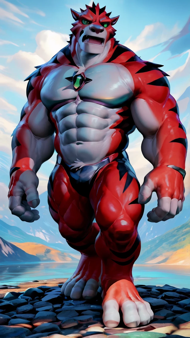 best quality,1boy,solo,muscular male,hi res,8k hd,looking at viewer,arms_raised,(by cartoon-network,by takahirosi,by null-ghost,by pino daeni:1.5),masterpiece,best quality,(rath_(ben_10),orange skins):0.9,solo,hi res,8k hd,((nudiest:1.7)),green eyes,full body shot,((show legs&feet)),white background,(((rugged body,wide_chest,wide_abs,wide_legs,wide_feet,big muscular,better eyes,better pupils))),standing,confident muscle-man posing