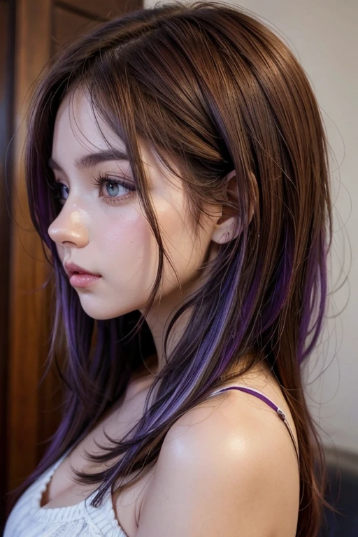 brown hair with purple highlights