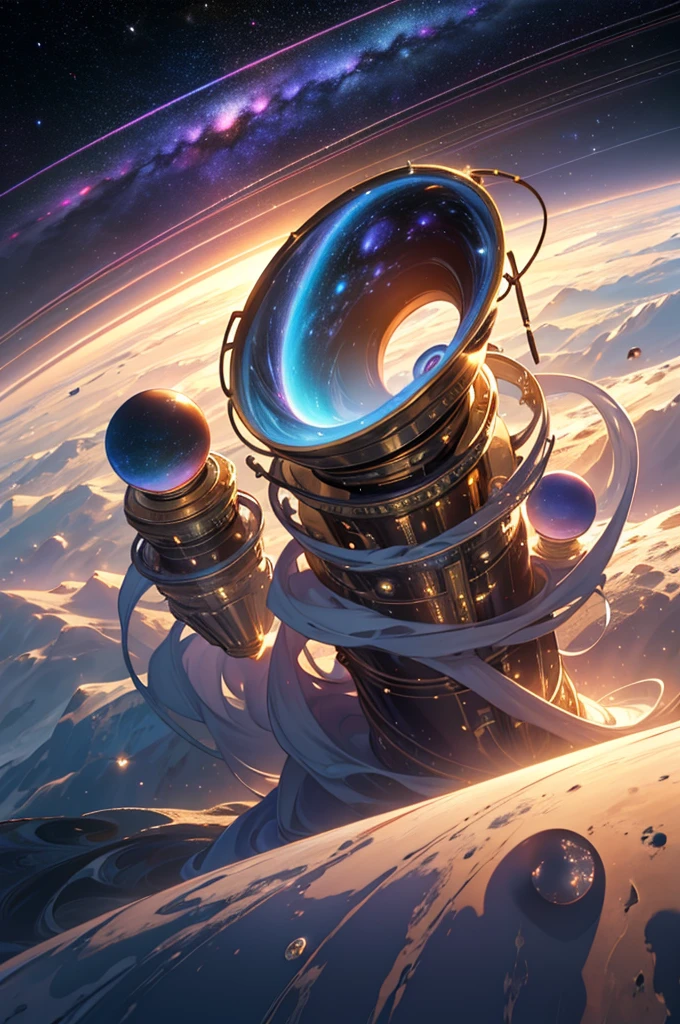 In this expansive canvas of the cosmos, a parade of planets streaks across an empty vastness, each orb slightly differing in size and hue. The Milky Way, our very own galaxy, shimmers elegantly in the background, its spiral arms filled with stars that twinkle like diamonds scattered on a velvet cloth. The celestial bodies are rendered in high resolution, each detail meticulously crafted, from the swirling storms on Jupiter to the icy rings of Saturn. This image is a testament to the art of Wensheng, a tribute to the beauty and complexity of our universe.