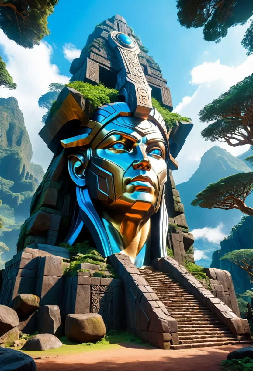 There is a huge stone statue in the middle of the forest, Stone Eye, 《Thor》Stills, New Andean Architecture, Face-to-face, PlayStation 2 Screenshots, Concept map, byJung Park, The Lost City of Atlantis , Show face, google street view, Max 3D, Psychedelic  