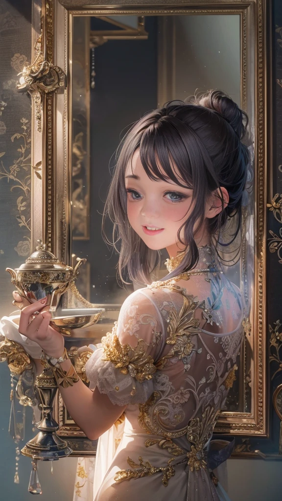 hot air、Steam in the sauna、Steam、perspiring、Sweaty、Sweaty face、Writhing face、Nasty makeup、Close up of a smile with the corners of the mouth raised、sportsman、Championship Trophy、(realisitic、hight resolution)、Korean Girl、(Best Quality), (masutepiece), a beauty girl, ,dreamlikeart、Highly detailed airbrush art((Surreal))、Volumetric lighting、(top-quality)、The ultra-detailliert、Highly detailed colorful details、(Bright lighting)、dynamic compositions、Ray traching、The mirror reflects light、Shallow depth of field、ultra-detailliert、mixing exposure
