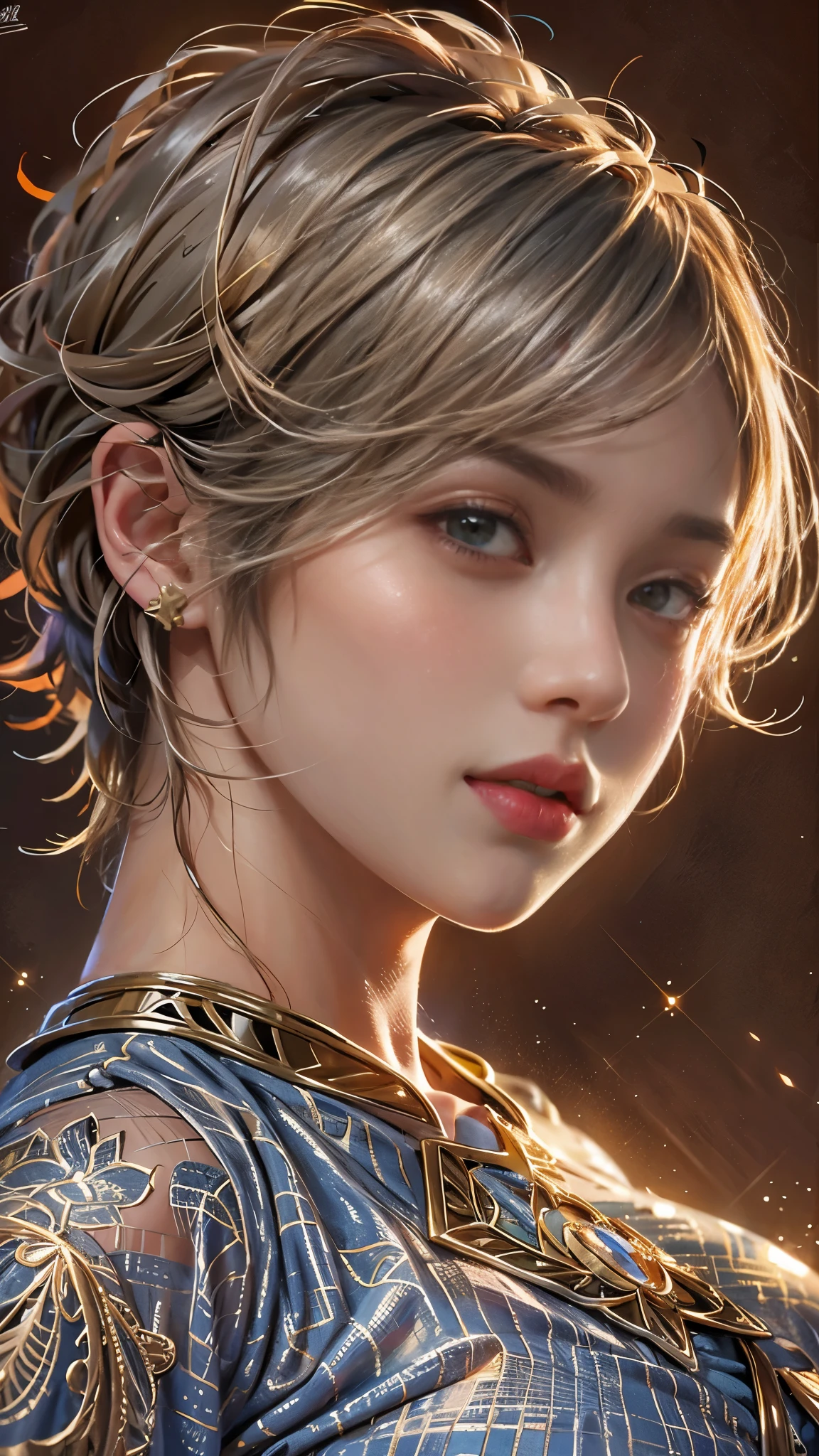 Highest quality, Realistic, photoRealistic, Award-winning illustrations, (Intricate details: 1.2), (Subtle details), (Intricate details), (Cinematic Light, Super sexy short hair super girl, huge firm bouncing chests, dynamic sexy poses, Upper body close-up