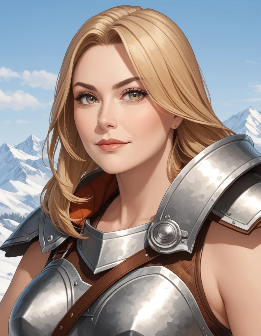 Solo, Score_9, score_8_up, score_7_up, mature woman, barbarian hide armor.