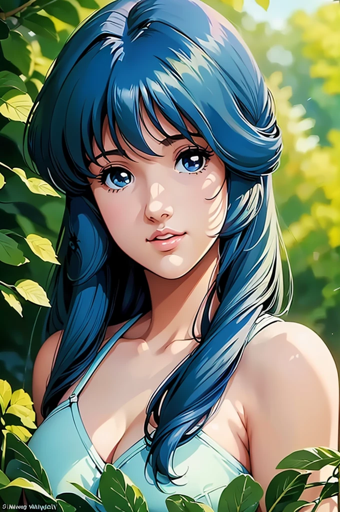 (((Best Quality, High resolution)))),((best quality,8k,masterpiece: 1.3)),((hyper realistic front portrait looking at viewer )),((portrait of lynn minmay)),((lynn minmay de macross)),((Best Quality, High resolution)),sniper aiming at the ((((lynn minmay )))),Beautiful detailed light blue eyes, detailed lips, long eyelashes, ((one piece swimsuit)) girl in a garden,soft sunlight,half:oil painting,ultra detailed,realist,vivid colors,fantastic atmosphere,shadows and lights,Greenery and flowers,peaceful and serene,masterpiece:1.2