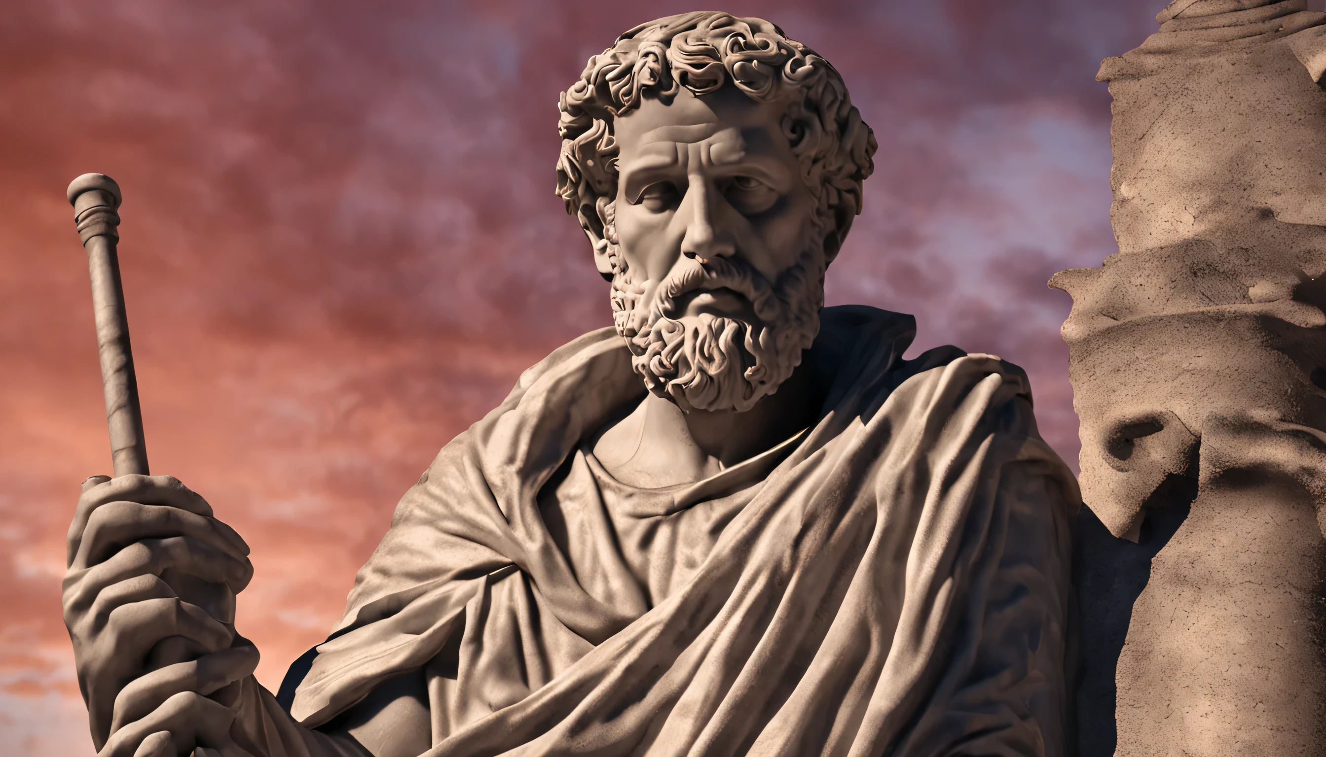 Stoic statue, gris, old
