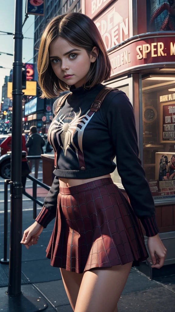 Jenna Louise Coleman、マーベルコミックの映画Poster、so beautiful、Movies about Spider-Man、sexy、whole body、Wearing a skirt、Premiere Date、Poster、belly buttonを突き出す、new york、She's wearing a ripped Spiderman suit、The suit is torn、Wearing a skirt、Red and black color scheme、dynamic、masterpiece、Highest quality、Super detailed、Very detailed、Delicate and beautiful shine、Ultra-high resolution、Cinematic、break、breakドロップ、(Torn clothes:1.5)、(Wet clothes:1.4)、Bare shoulders、Real Rain、Wet Hair、belly button、Exposed Skin、sexyな肩を披露