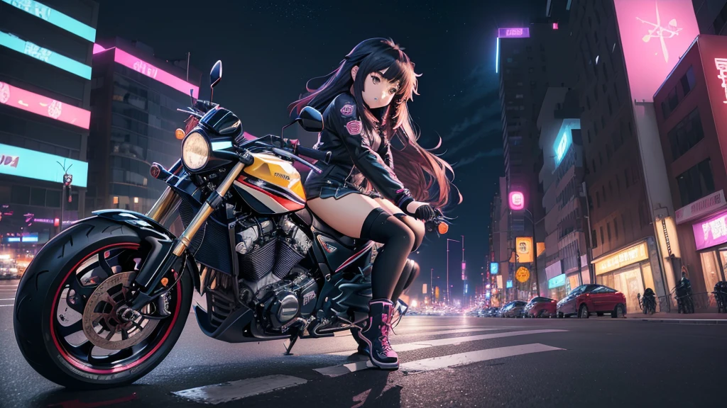 anime girl on a motorcycle in a city at night, anime rudo 8K, 4K anime style, anime art wallpaper 8k, 4k anime wallpaper, 4k anime wallpaper, 4k anime wallpaper, anime art wallpaper 4k, anime art wallpaper 4k, anime ciberpunk, ultra hd anime wallpaper, Best Anime 4K Konachan Wallpaper