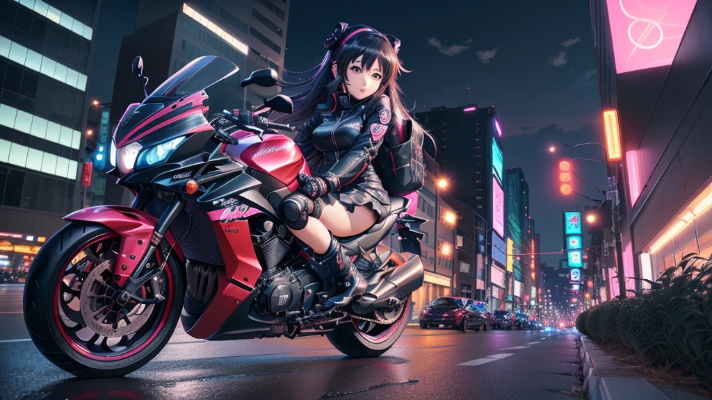 anime girl on a motorcycle in a city at night, anime rudo 8K, 4K anime style, anime art wallpaper 8k, 4k anime wallpaper, 4k anime wallpaper, 4k anime wallpaper, anime art wallpaper 4k, anime art wallpaper 4k, anime ciberpunk, ultra hd anime wallpaper, Best Anime 4K Konachan Wallpaper
