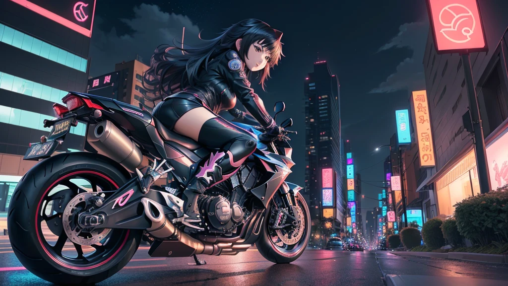 anime girl on a motorcycle in a city at night, anime rudo 8K, 4K anime style, anime art wallpaper 8k, 4k anime wallpaper, 4k anime wallpaper, 4k anime wallpaper, anime art wallpaper 4k, anime art wallpaper 4k, anime ciberpunk, ultra hd anime wallpaper, Best Anime 4K Konachan Wallpaper